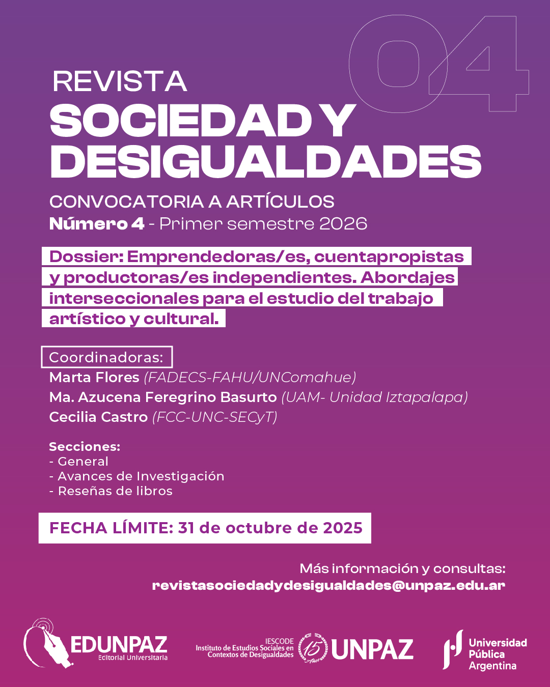 SOCIEDAD Y DESIGUALDADES NUMERO CUATRO - UNPAZ