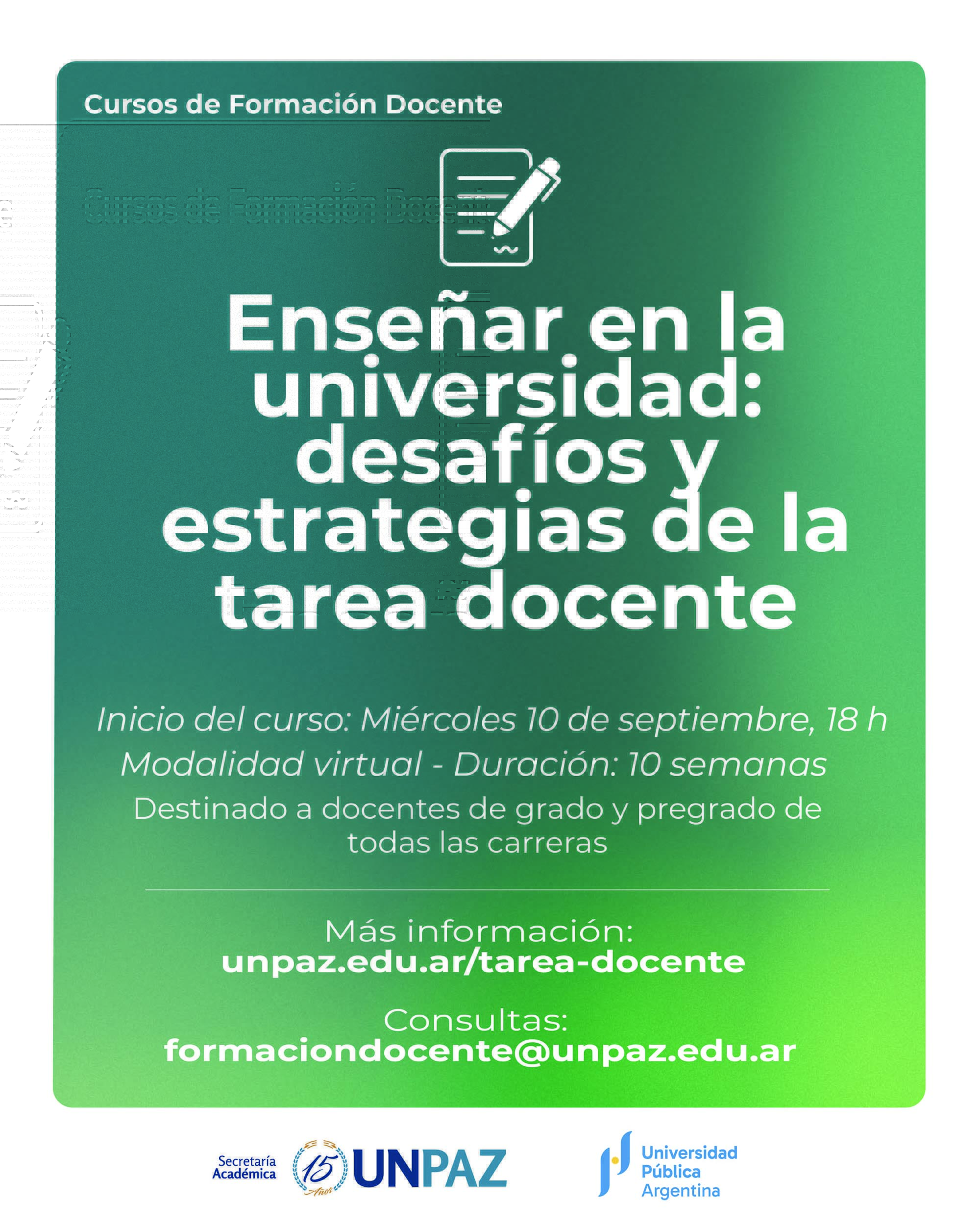 Curso de formación docente: “Enseñar en la universidad: desafíos y estrategias de la tarea docente”