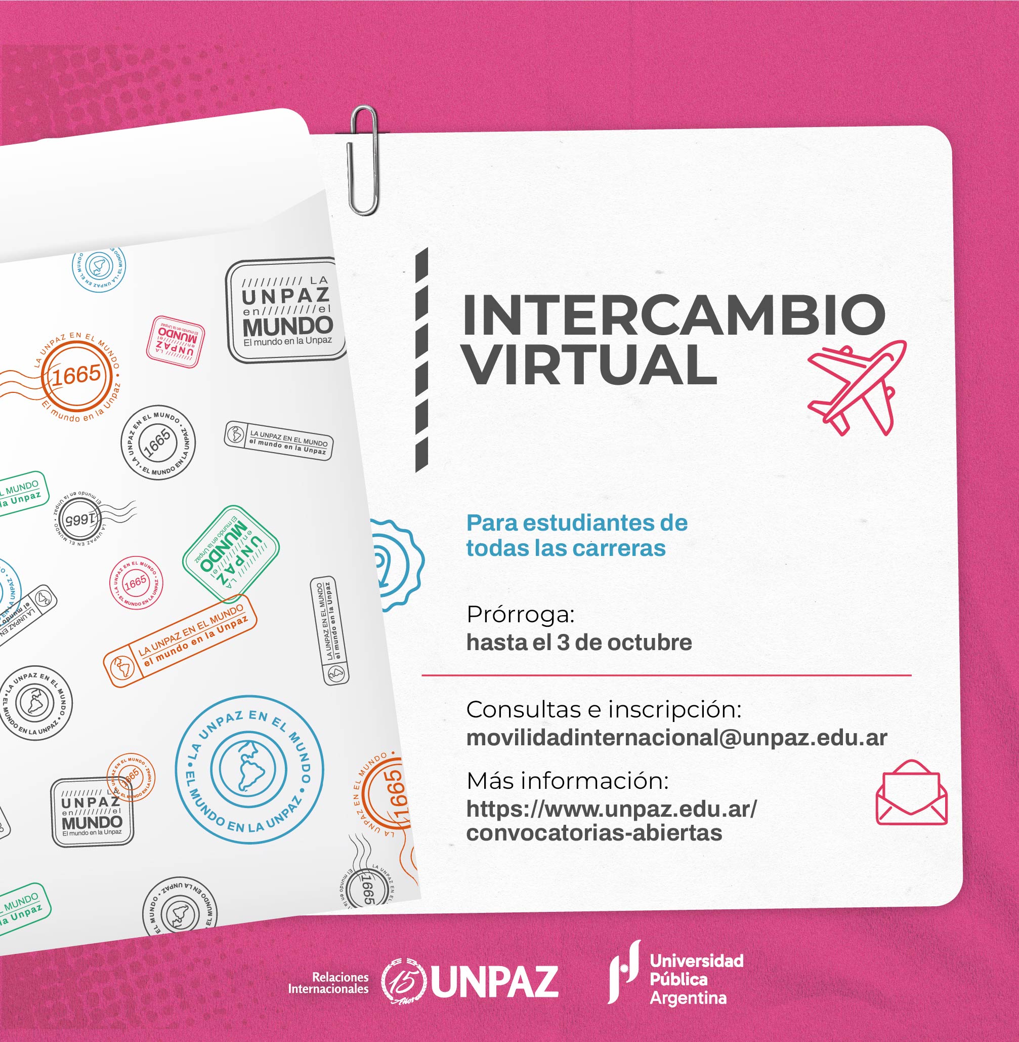 CONVOCATORIA A INTERCAMBIO VIRTUAL 1-2026 - UNPAZ 