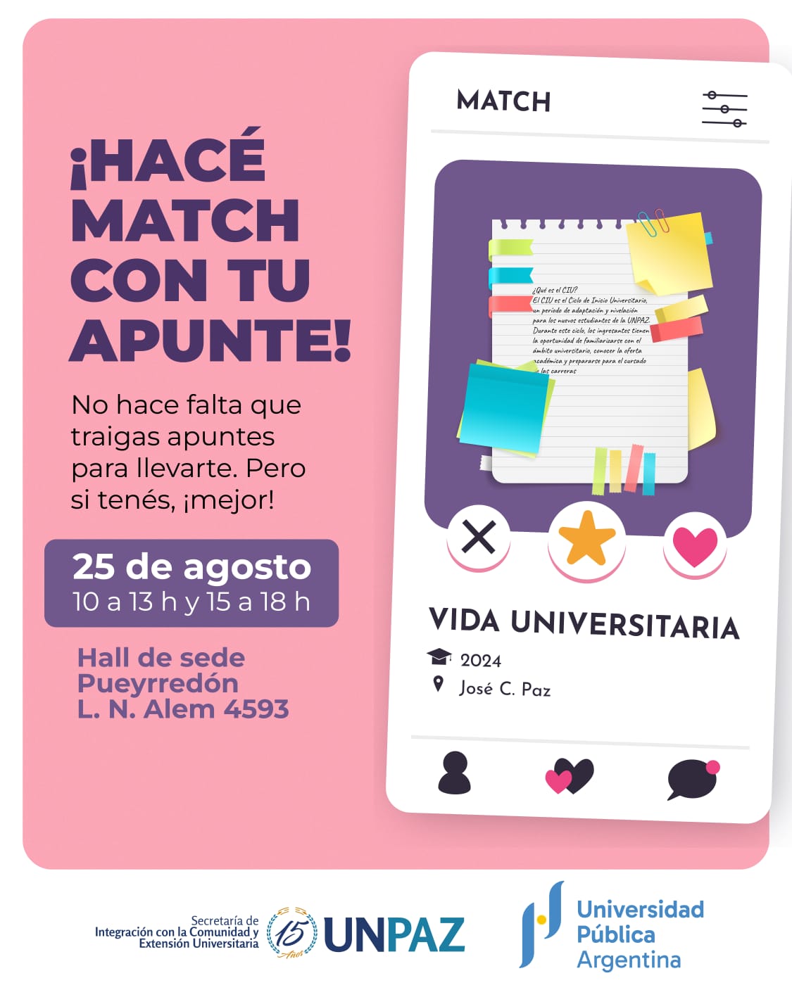 ¡Hacé Match con tu apunte! - Banco Solidario de apuntes 2025 - UNPAZ