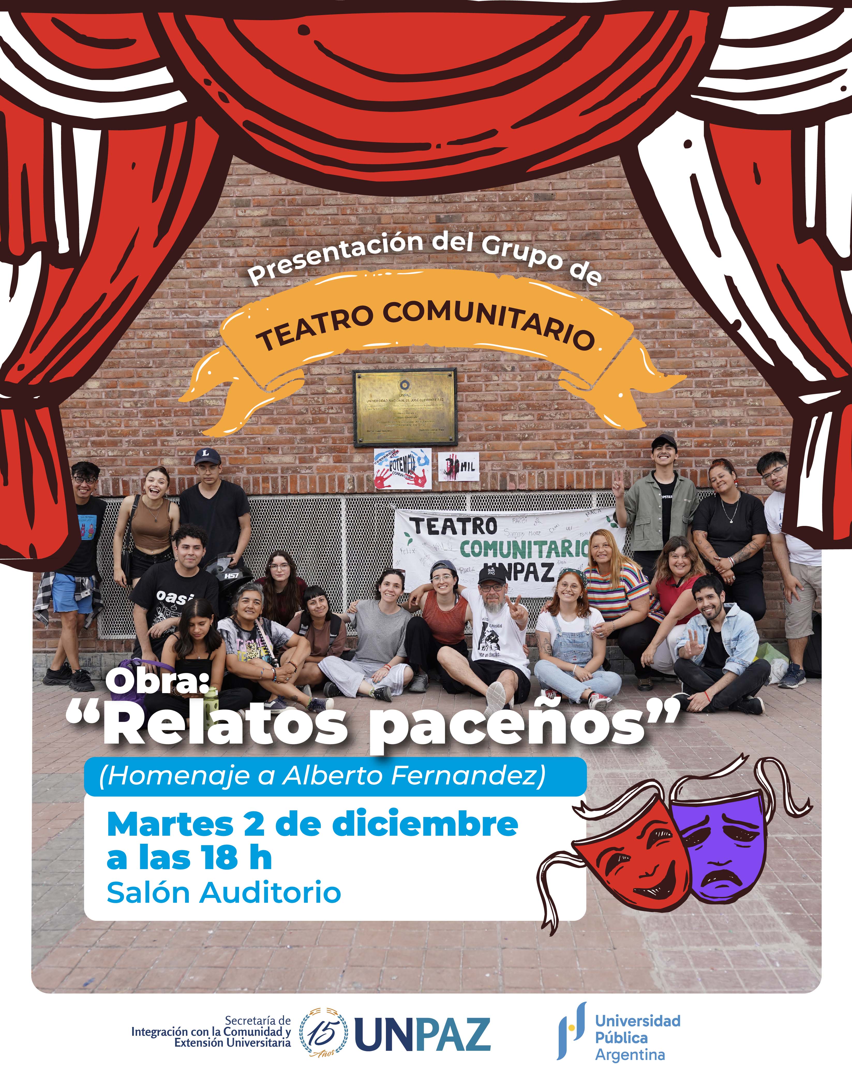 La UNPAZ presenta la obra “Relatos Paceños”, producción del Grupo de Teatro Comunitario