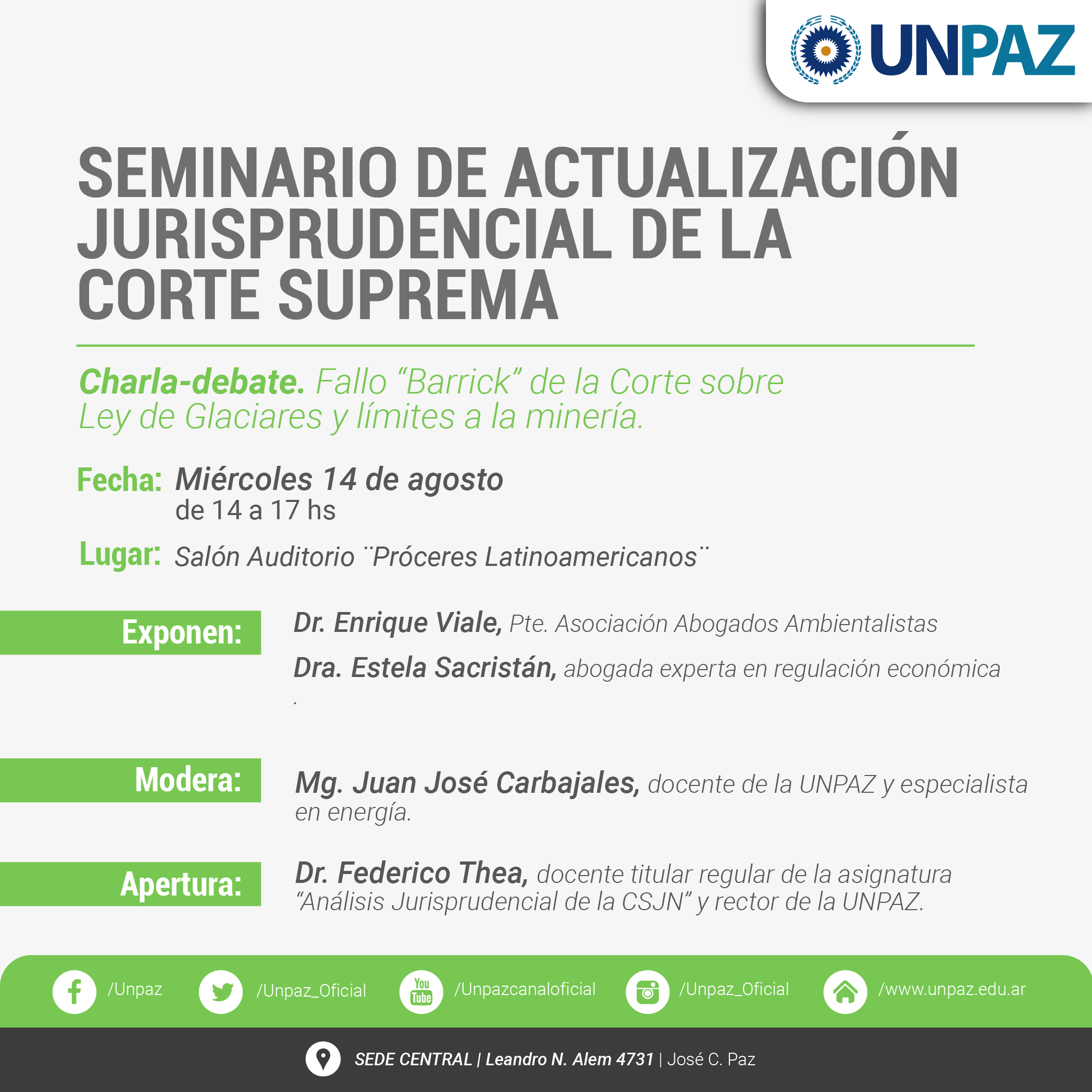 UNPAZ. Seminario de actualización jurisprudencial de la CSJN