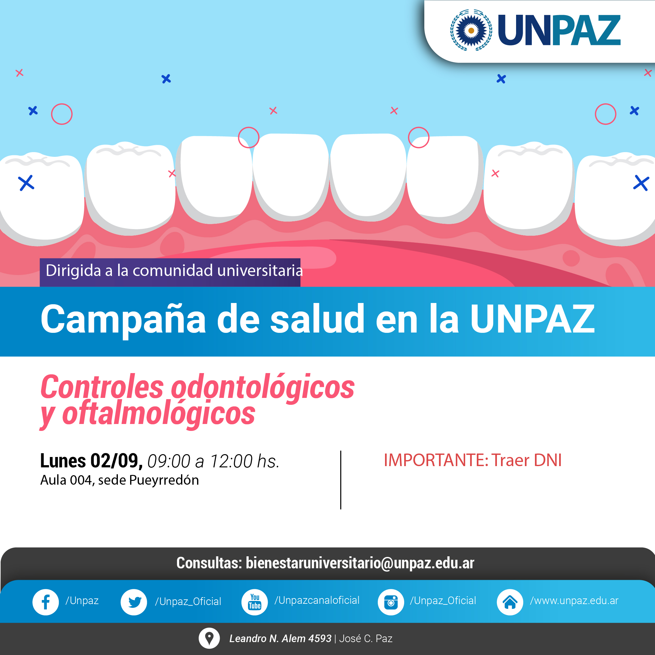 UNPAZ. Controles odontológicos y oftalmológicos