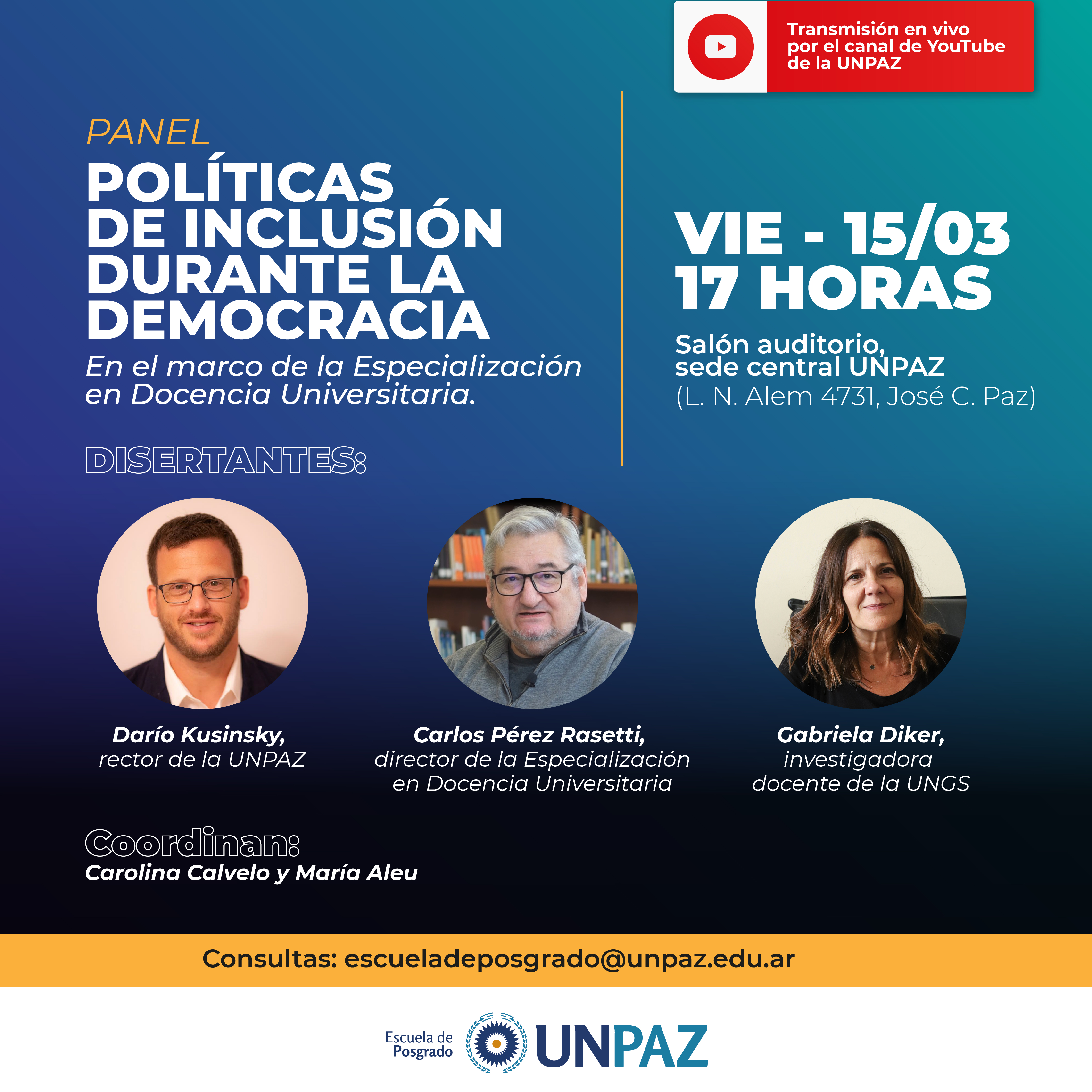 Panel “Políticas de inclusión durante la democracia”
