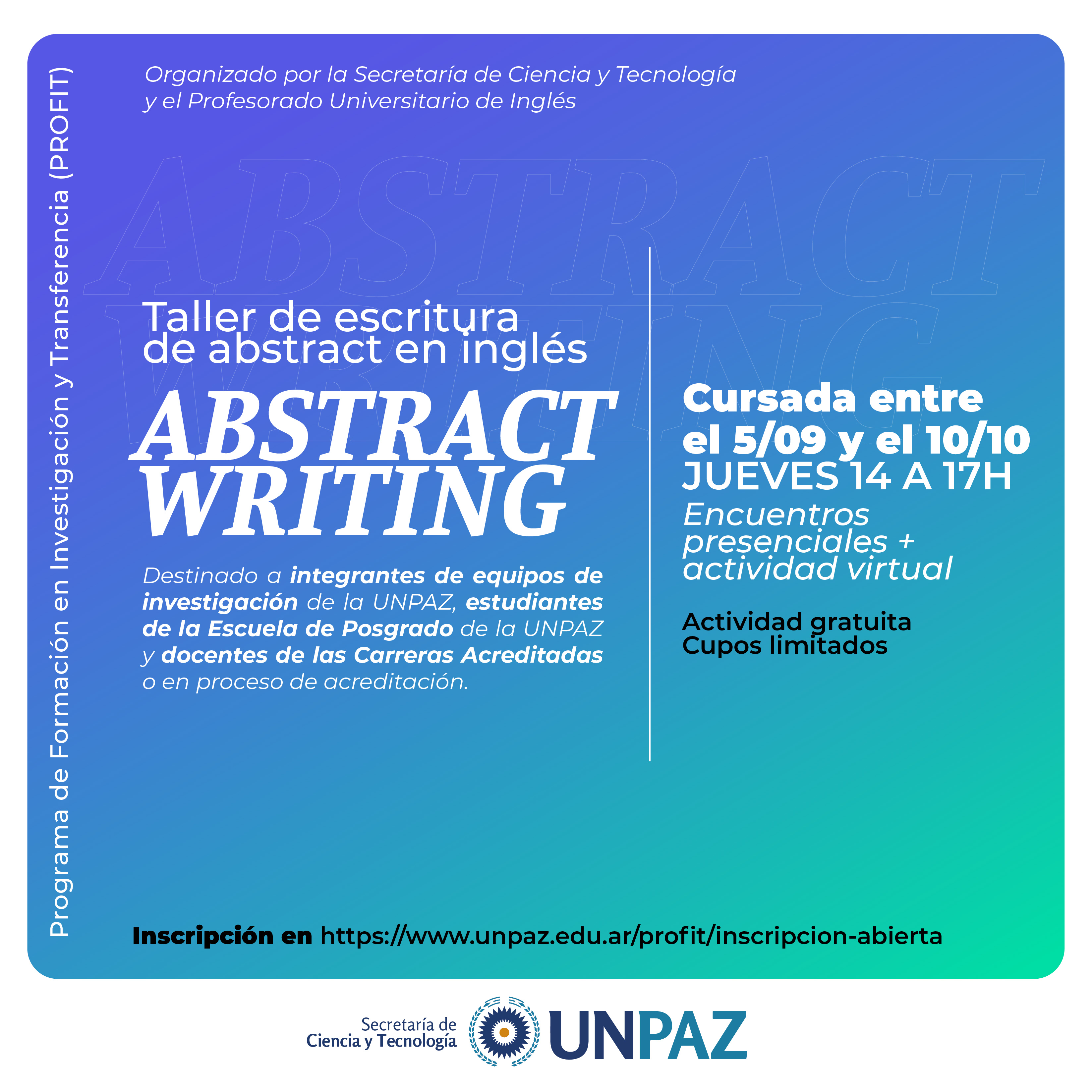 Taller de escritura en inglés "Abstract writing" - UNPAZ 