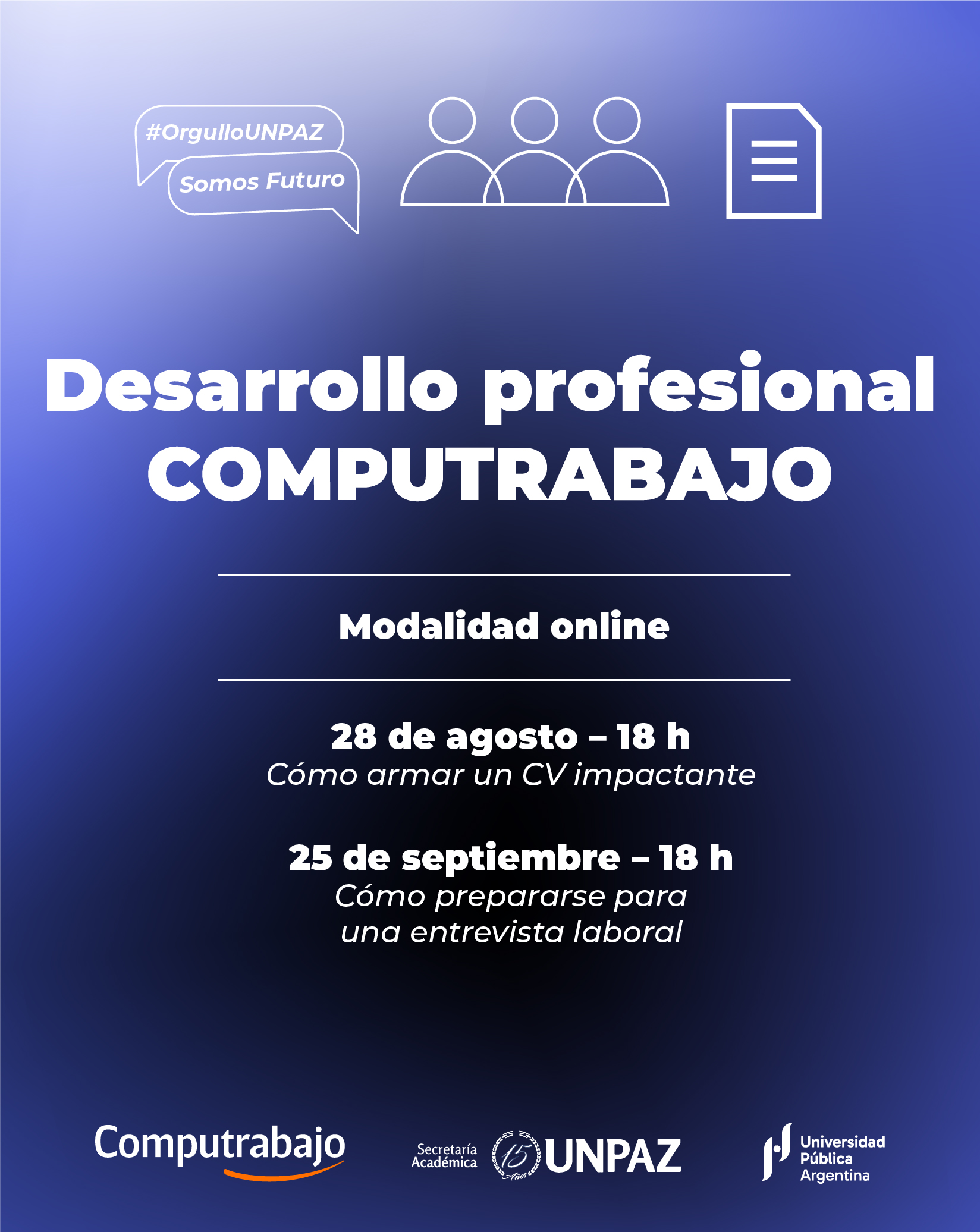 CICLO DE TALLERES DE DESARROLLO PROFESIONAL | COMPUTRABAJO - UNPAZ