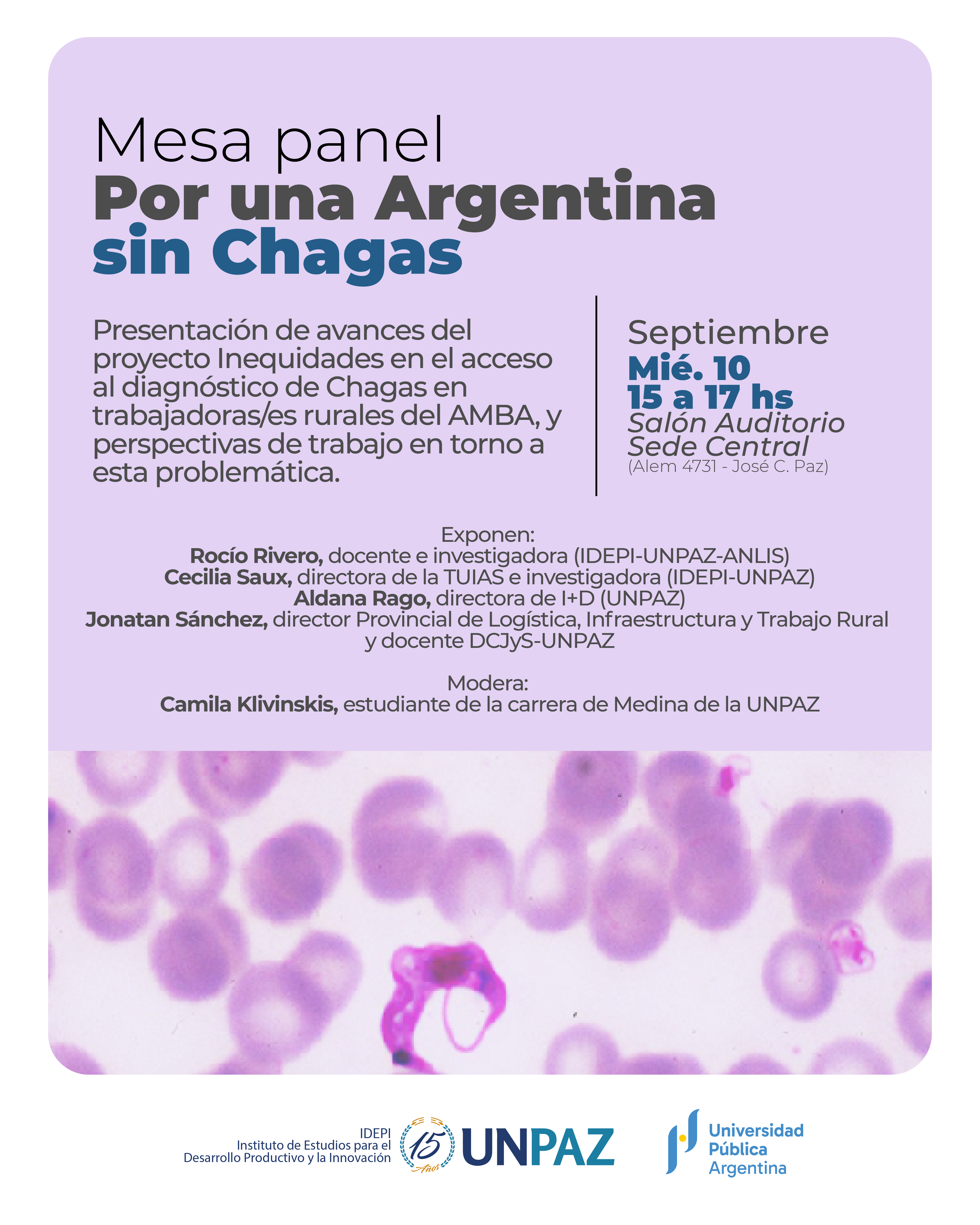 UNPAZ organiza mesa panel “Por una Argentina sin Chagas”