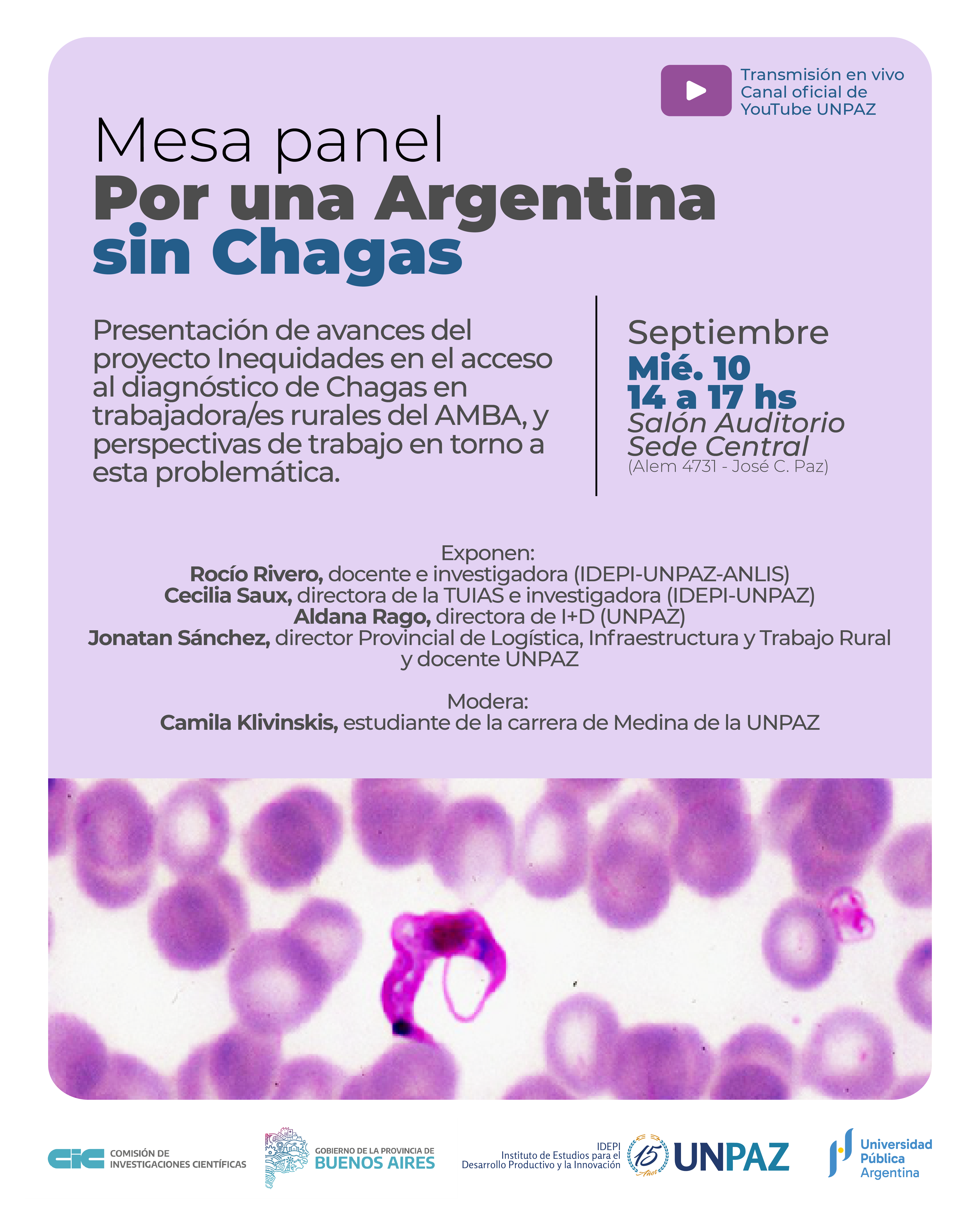 UNPAZ organiza mesa panel “Por una Argentina sin Chagas”