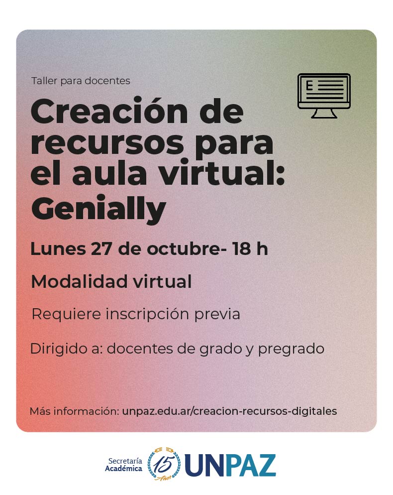 Taller para docentes: “Creación de recursos digitales para el aula virtual: Genially”