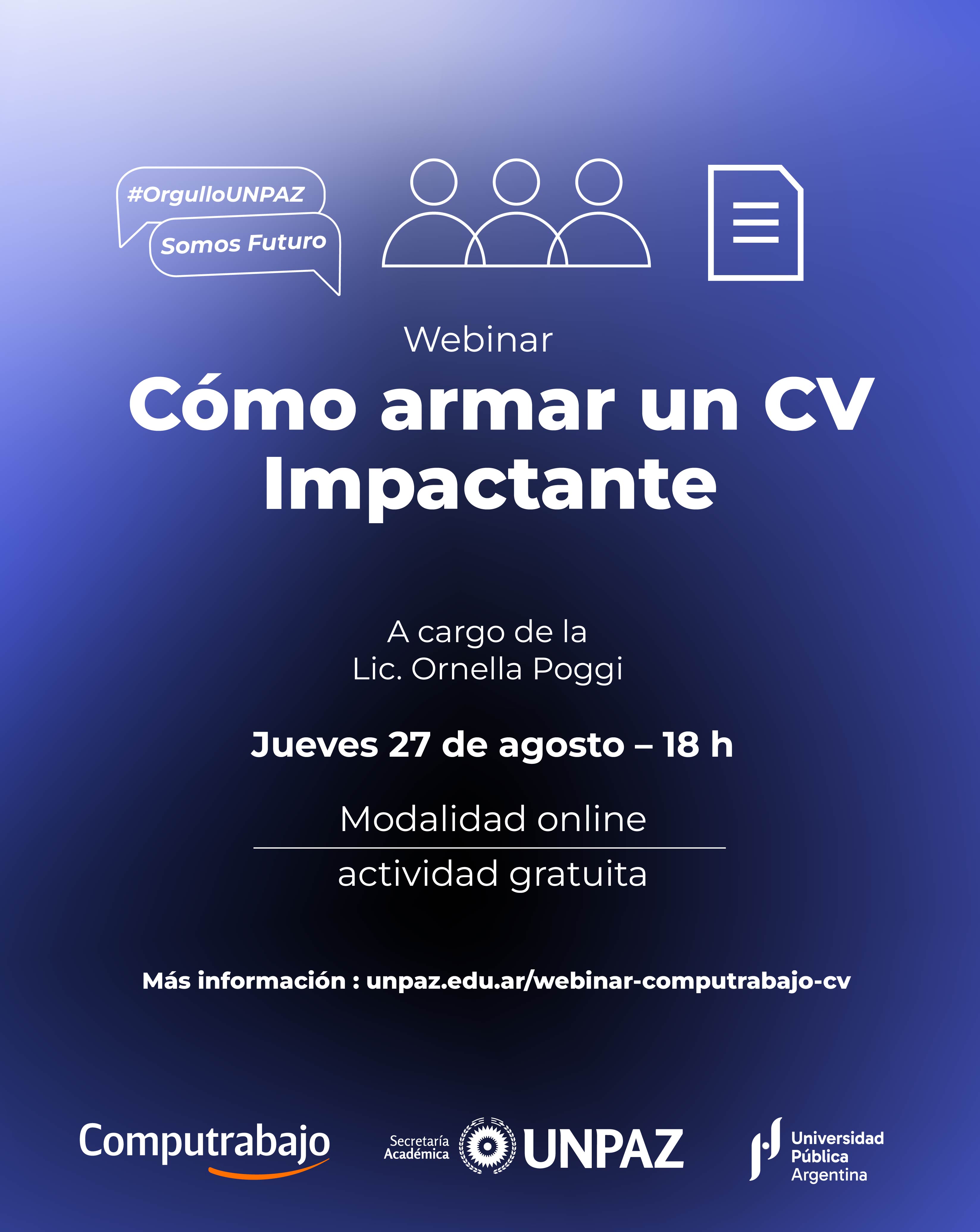 Webinar: como armar un CV Impactante - UNPAZ