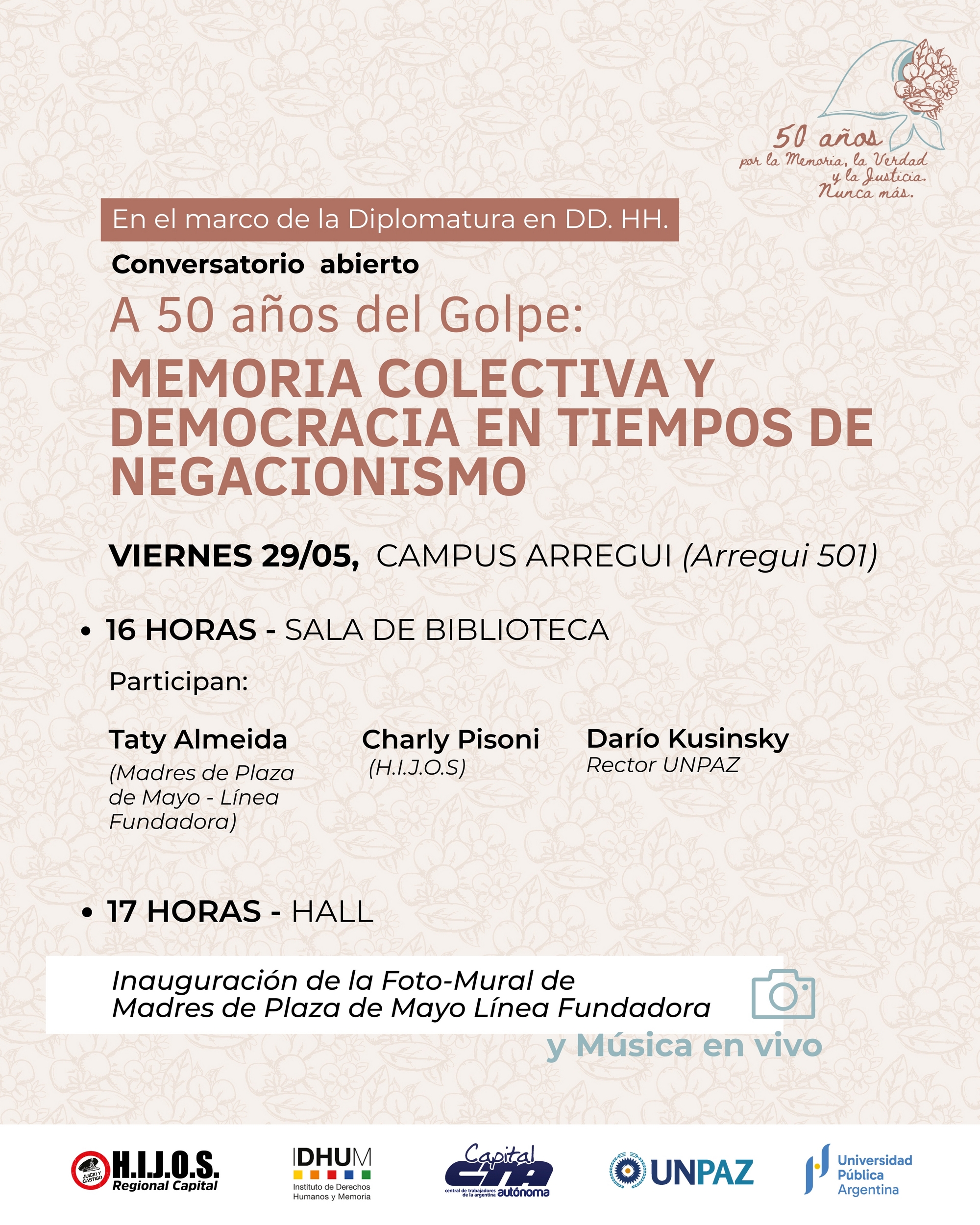 Primer conversatorio abierto de la Diplomatura en Derechos Humanos en la UNPAZ