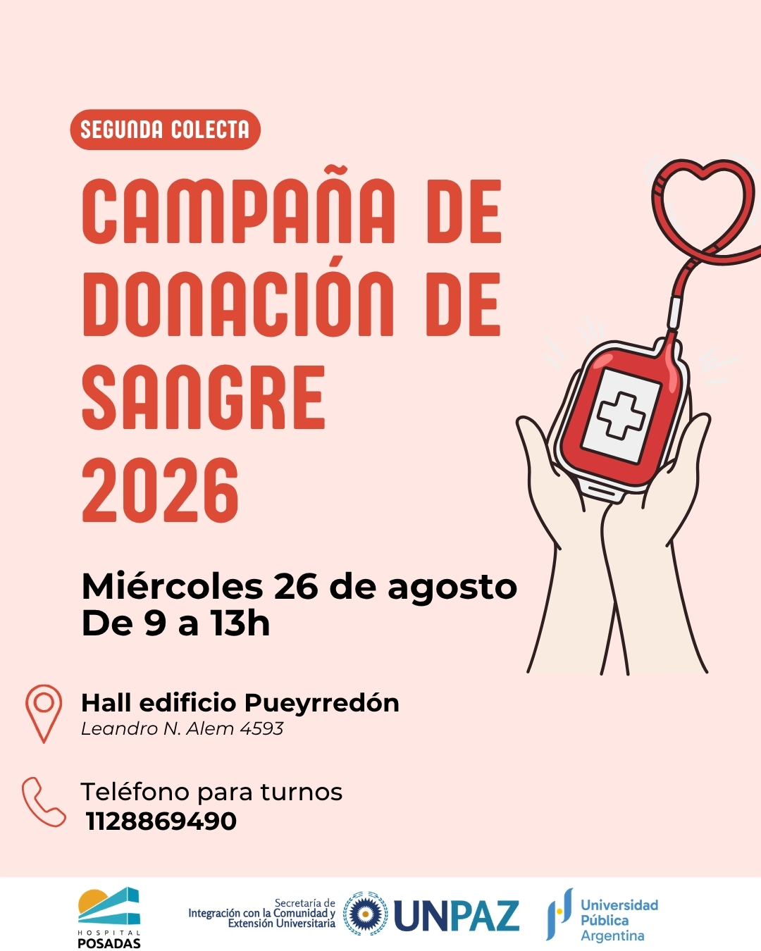 Campaña anual de donación de sangre 2026: segunda colecta - UNPAZ