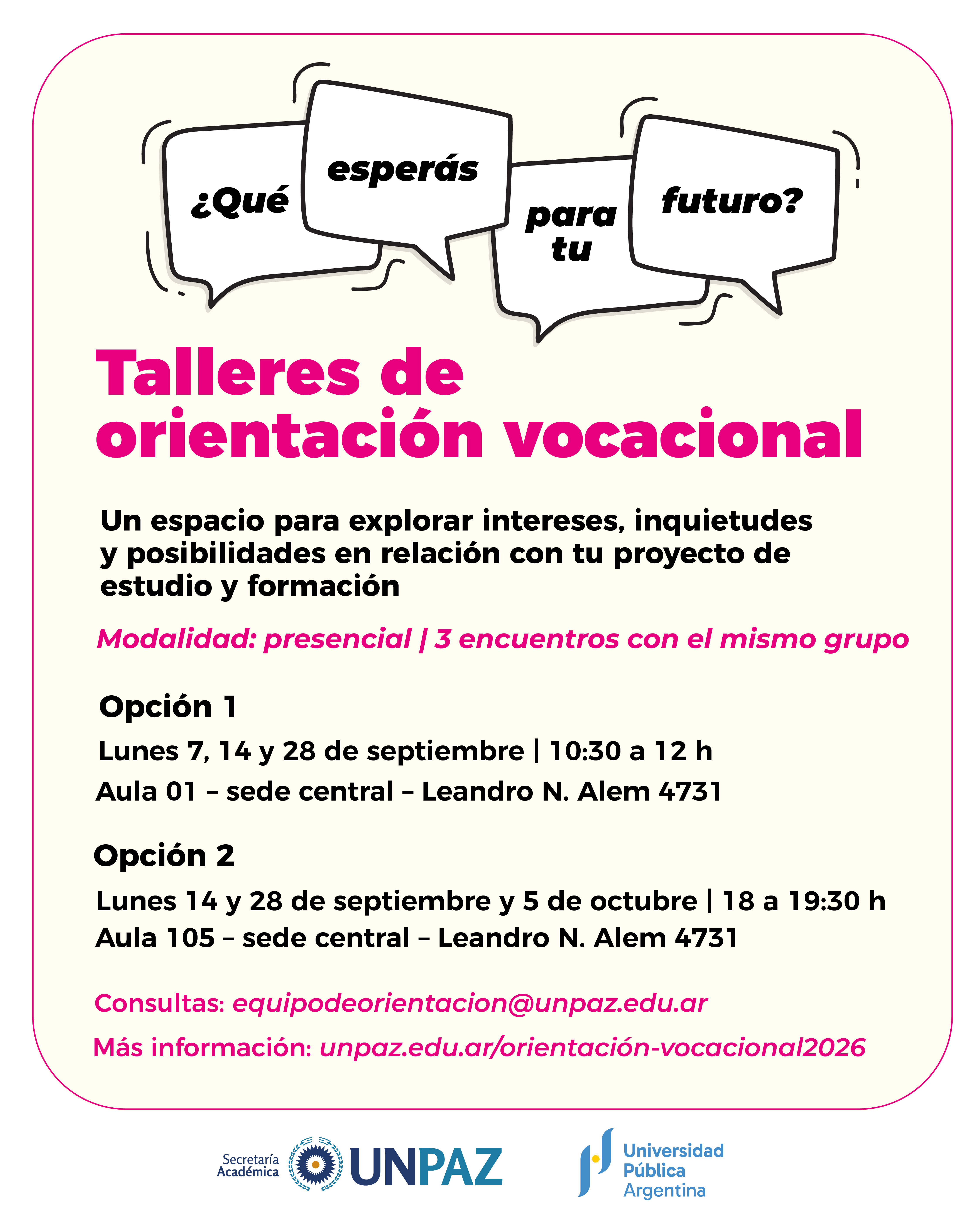 Encuentros de orientación vocacional 2026