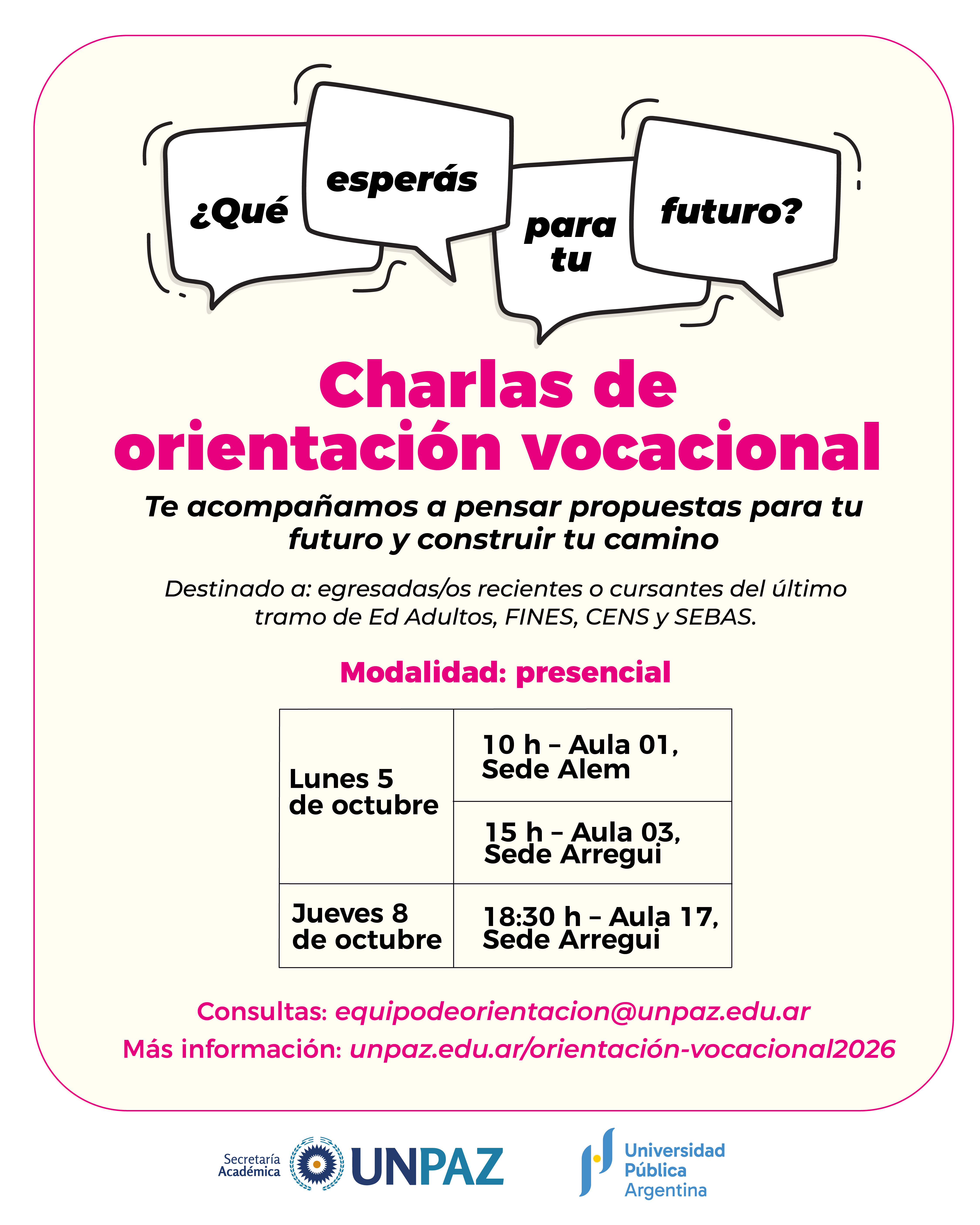 Encuentros de orientación vocacional 2026