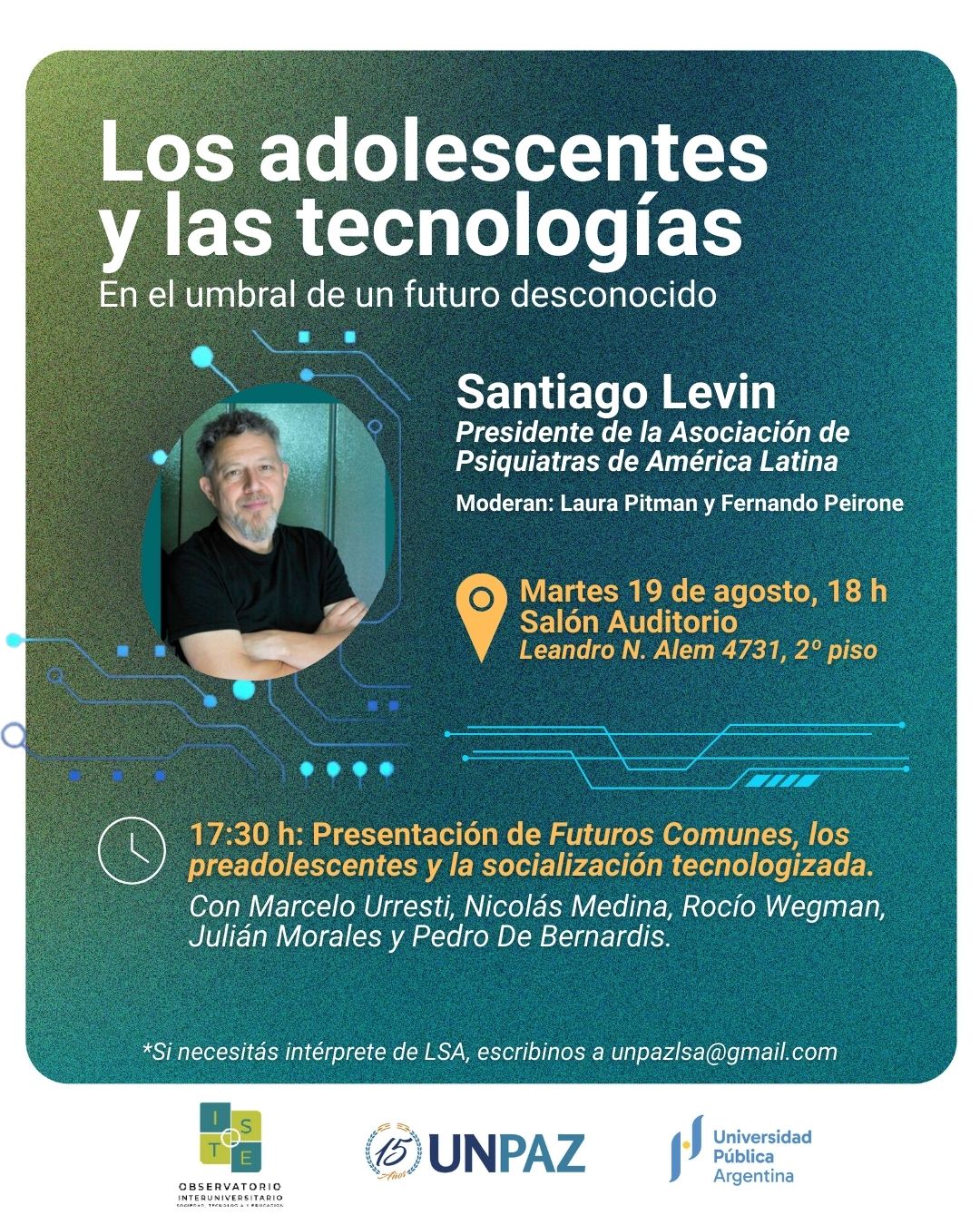 Conferencia: Los adolescentes y las tecnologías en el umbral de un futuro desconocido - UNPAZ