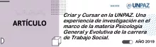 Criar y Cursar en la UNPAZ. Una experiencia de investigación en el marco de la materia Psicología General y Evolutiva de la carrera de Trabajo Social.