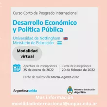 CONVOCATORIA A CURSO DE POSGRADO INTERNACIONAL EN DESARROLLO ECONÓMICO Y POLÍTICA PÚBLICA - UNPAZ