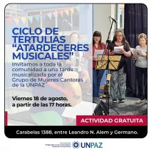 Ciclo de tertulias “Atardeceres musicales” - Grupo de mujeres cantoras - UNPAZ