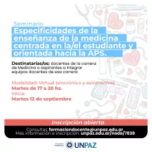 Seminario: Especificidades de la enseñanza de la medicina centrada en la/el estudiante y orientada hacia la APS