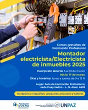 Cursos gratuitos de Montador Electricista y Electricista de Inmuebles - UNPAZ