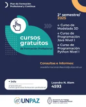 CURSOS GRATUITOS DE FORMACIÓN PROFESIONAL – 2° SEMESTRE 2025 - UNPAZ