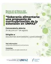 Becas en el Marco del Proyecto de Extensión:  “Soberanía alimentaria: una propuesta de curricularización de la extensión en UNPAZ” - UNPAZ