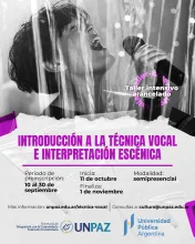 Taller intensivo: “Introducción a la técnica vocal e interpretación escénica”