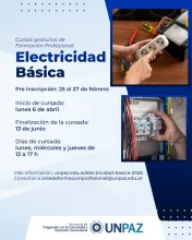 Curso gratuito de Electricidad - 1° SEMESTRE DE 2026 - UNPAZ