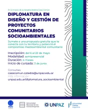 La UNPAZ abre la inscripción a la Diplomatura en Diseño y Gestión de Proyectos Comunitarios Socioambientales